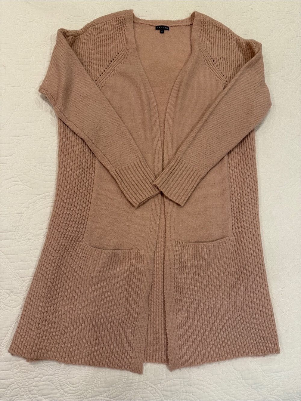 Hannah Blush Open-Front Knit Cardigan